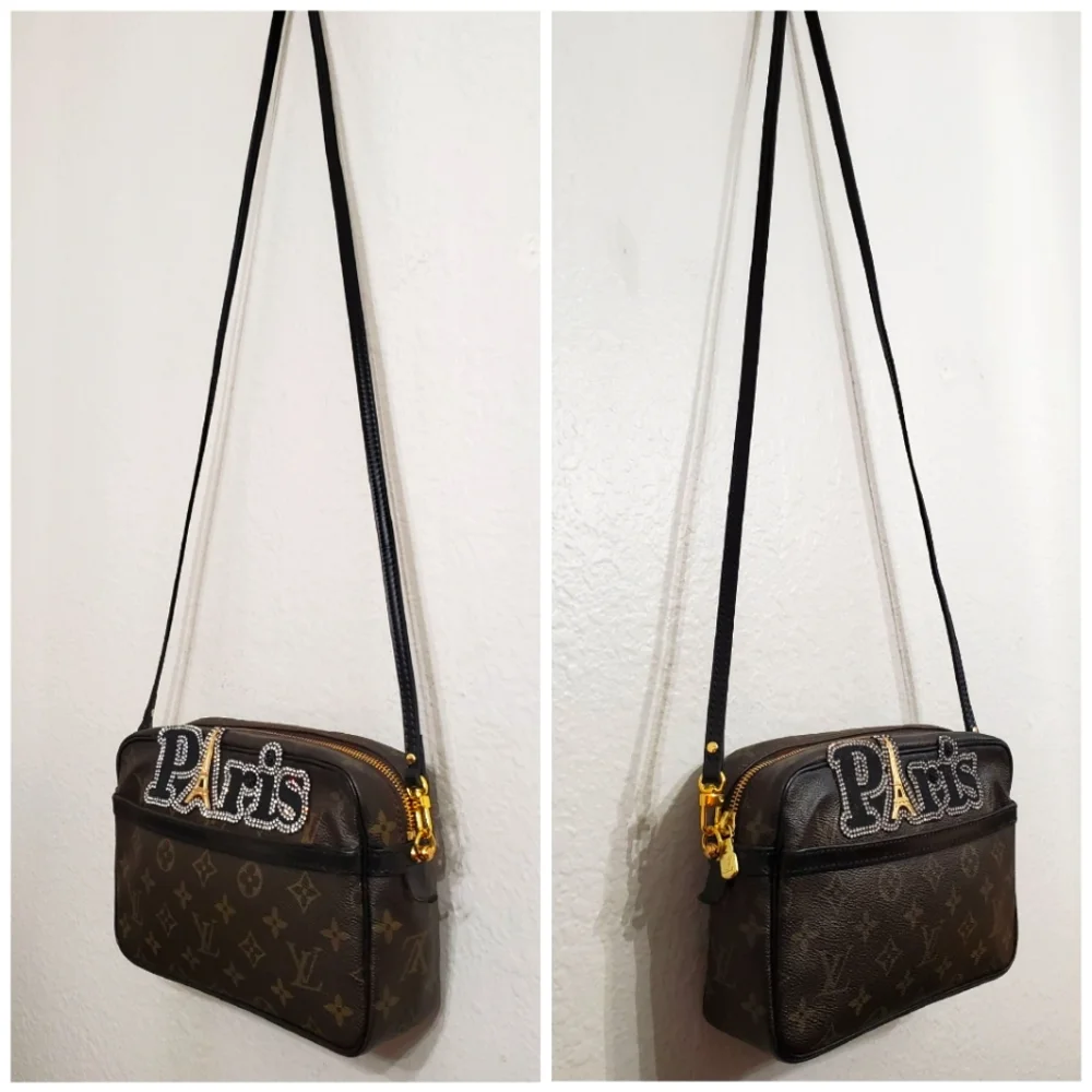 Louis Vuitton Brown Monogram Crossbody with Black and Gold Accents - Picture 3 of 9